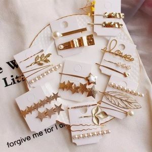 1pcs Star Hairpins Pearl Gold Stars Hair Clip Pin